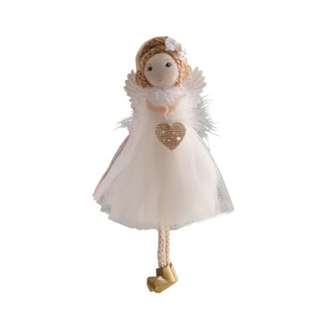 

loopsun Christmas Love Angel Long Legged Girl Doll Lace Gauze Dress Princess Girl Pendant Cute Plush Angel Doll Home Decoration