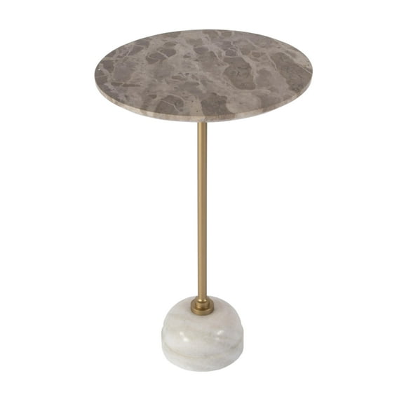 Butler Specialty Company Zion 16" Round Marble and Iron Side Table - Beige/White