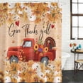 thumbnail image 2 of Red Truck Fall Shower Curtain, Waterproof Shower Curtains for Bathroom, Thanksgiving Botanical Pumpkins Leaves Washable Fabric Bathtub Curtain Set Bath Decor with 12 Hooks 72"x78", 2 of 8