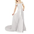 thumbnail image 1 of Robes de Concours Sirène à Épaules Dénudées pour Filles avec Perles et Strass Robe de Demoiselle d'Honneur Blanche, 1 of 1