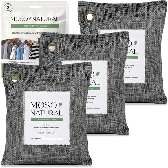 Bolsa purificadora de aire Moso Natural, 200 g (paquete de 3), carbón de bambú