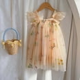 thumbnail image 2 of Dresses for Teens Fly Sleeves Embroider Princess Dance Party Floral Clothes Toddler Dress Beige 2-3 Years, 2 of 4