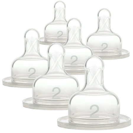 Dr. Brown's Original Wide-Neck Nipple, Level 2 (3m+), 6-Pack