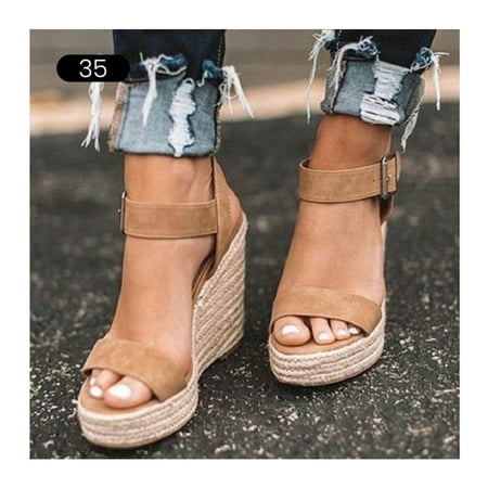 

Orthotics Sandals Comfort Premium Casual Wedges Sandal for Summer Outdoor Khaki 35