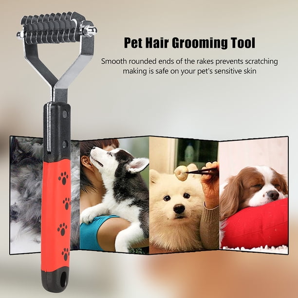 Peine de pelo para mascotas, Pin de acero inoxidable, herramienta de aseo para perros, gatos, pelo largo, 10 rastrillos