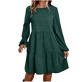 thumbnail image 2 of Ayolanni Loose Womens Dresses Winter Corduroy Long Sleeve Green Tunic Solid Casual Dresses Girl Dresses, 2 of 7