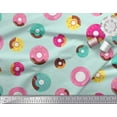 thumbnail image 2 of Soimoi Green Georgette Viscose Fabric Donuts Food Print Fabric by the Yard 42 Inch Wide, 2 of 3