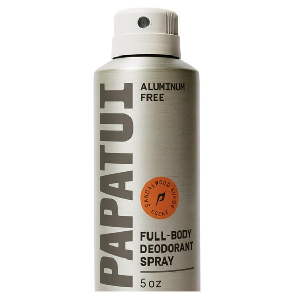 Papatui Full Body Men's Spray Deodorant, Aluminum Free, Sandalwood Suede, 5 oz