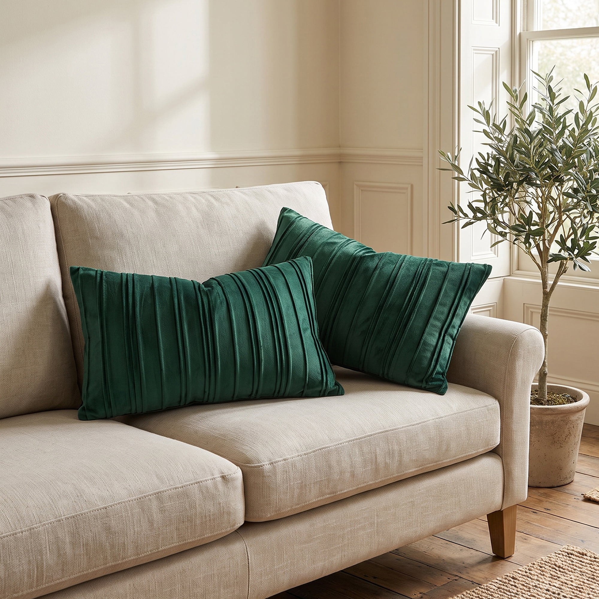 Unique Bargains 2Pcs Textured Throw Pillow Covers Couch Cushion Cases Dark Green 20"x12"