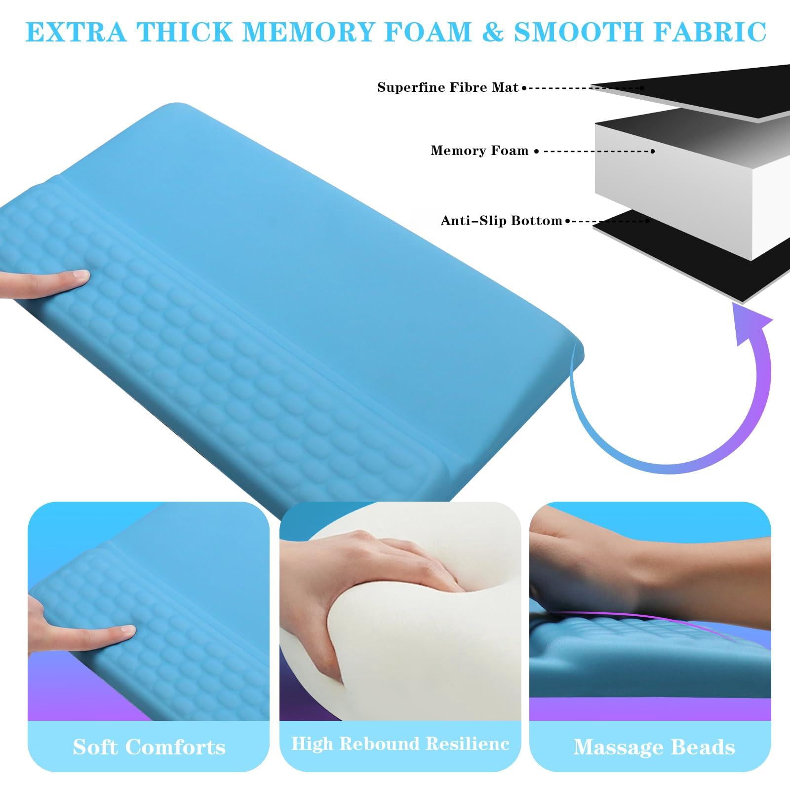 Computer Stand With Wrist Rest  Tilted Holder - Riser Pad Tray Support For Office Home Blue