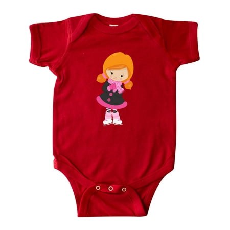 

Inktastic Ice Skating Girl Cute Girl Orange Hair Scarf Gift Baby Girl Bodysuit