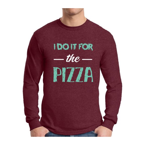 Awkward Styles Men's I Do It For the Pizza Graphic Long Sleeve T-shirt Tops GYM Funny Workout Saying