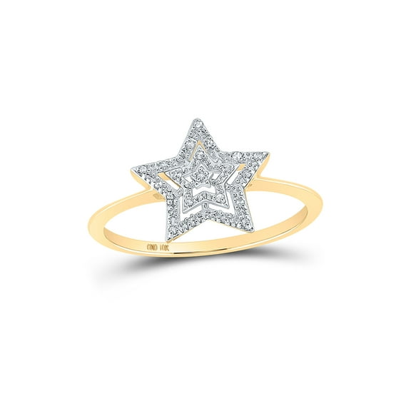 Diamond Princess 10kt Yellow Gold Womens Round Diamond Star Ring 1/20 Cttw