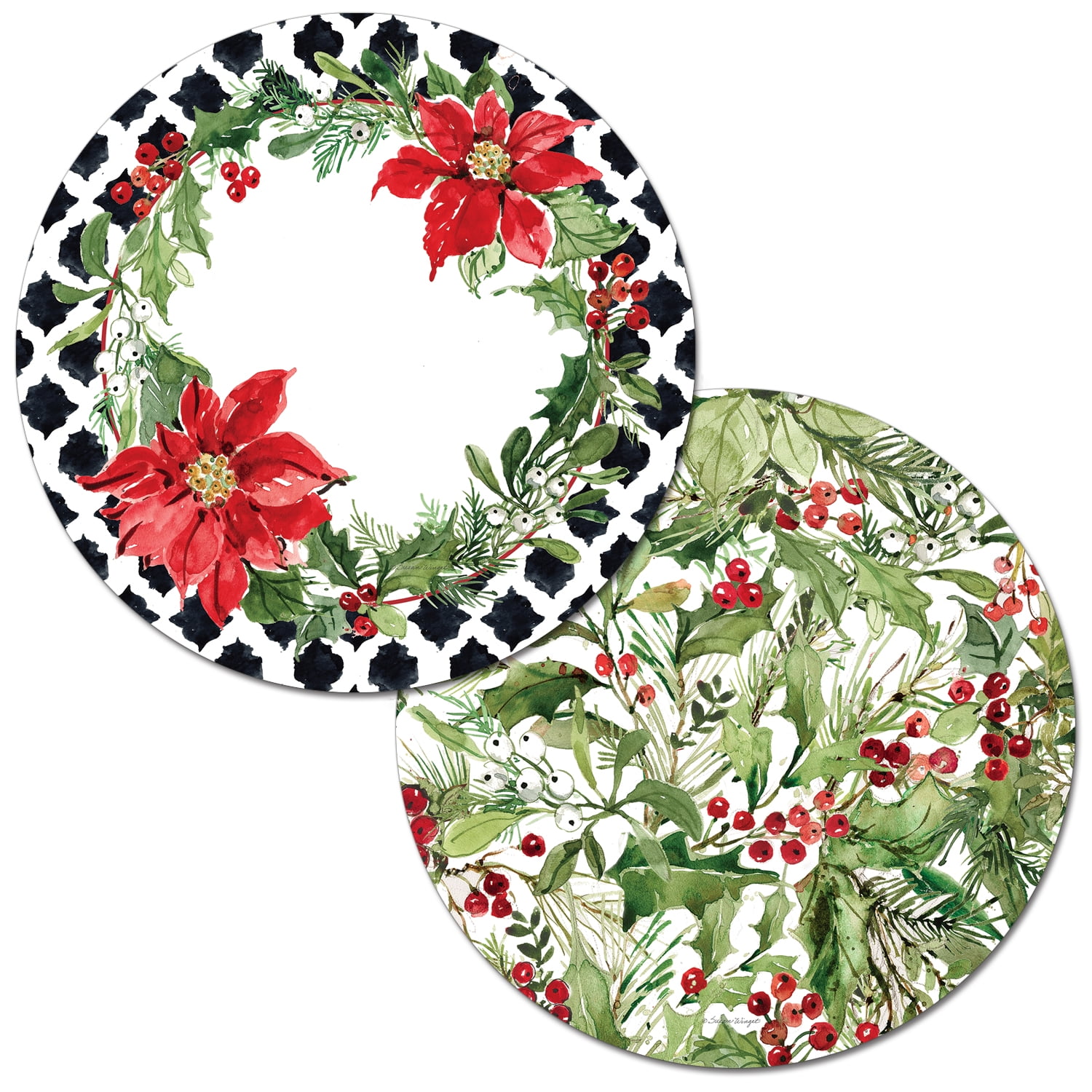 CounterArt Cardinal Greenery Reversible Round Placemat Set of 4