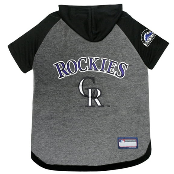 Pets First MLB Colorado Rockies Hoodie Tee Shirt for Dogs and Cats, Warm and Comfort - Medium