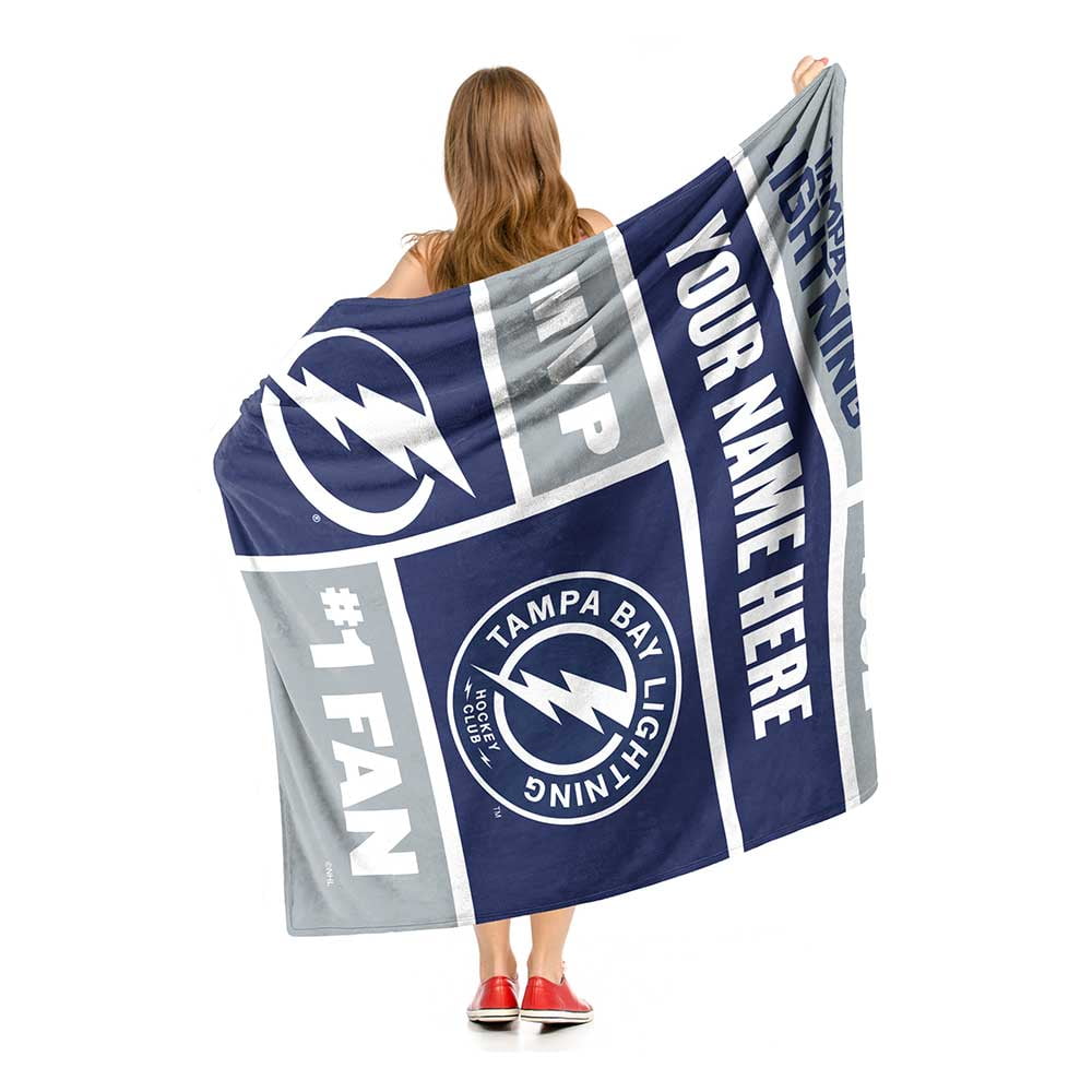 Tampa Bay Lightning NHL Colorblock Personalized Silk Touch Throw Blanket, 50" X 60"