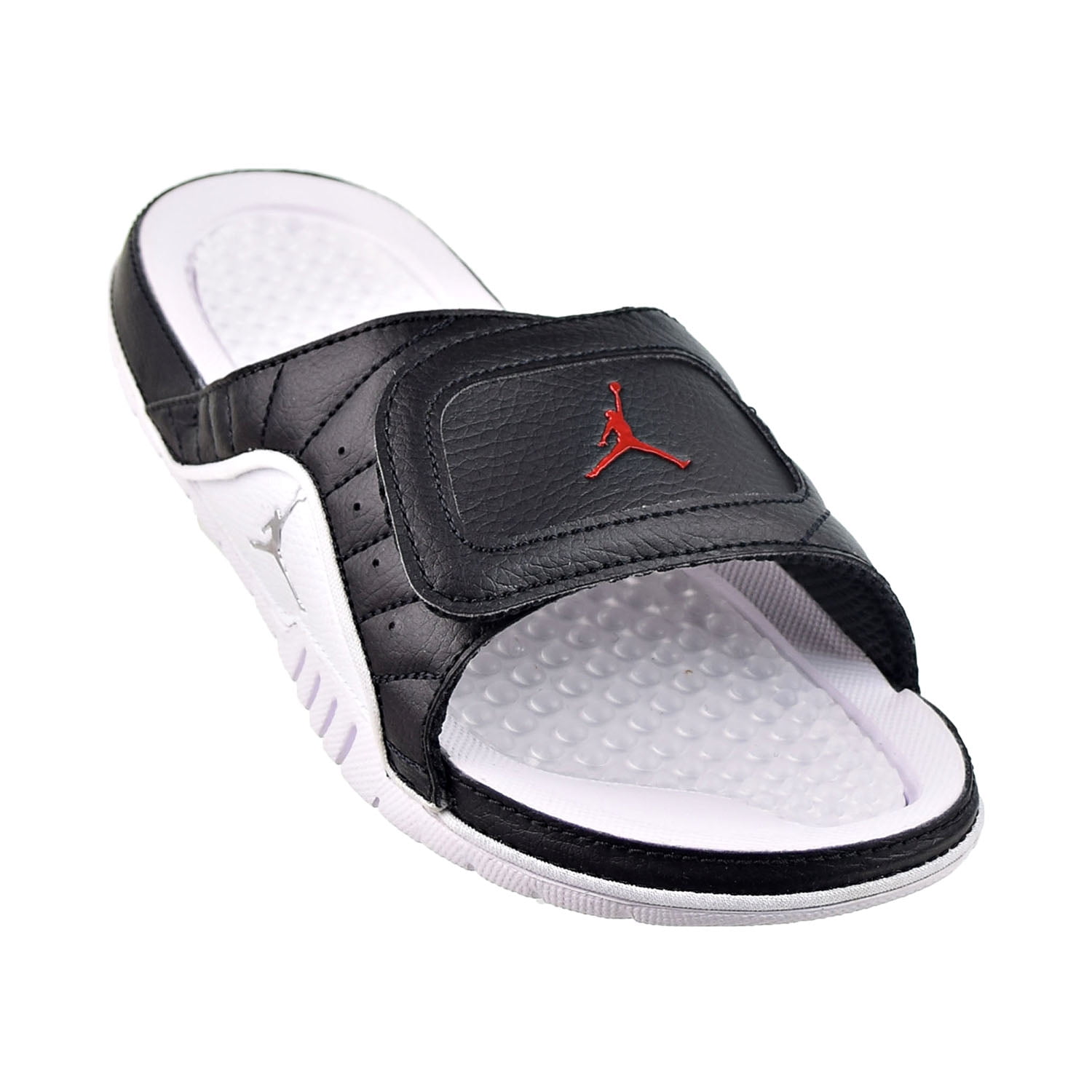 black and red jordan slides