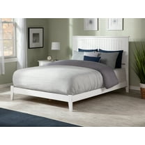 AFI Nantucket Queen Low Profile Wood Platform Bed Frame with Cottage Headboard, White