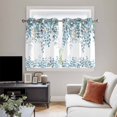 thumbnail image 5 of Blue Eucalyptus Leaves Kitchen Curtains Short 45 Inch Length, Farmhouse Watercolor Floral Grommet Top Bedroom Living Room Curtains, Light Filtering Cafe Curtain Drapes 2 Panels Set 84''x45'', 5 of 9