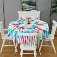 thumbnail image 2 of Colorful Tie Dye Pattern Round Tablecloth 60"x60",Wrinkle Wipeable Table Cloth for Kitchen Dining Room Picnic Patio Party, 2 of 6