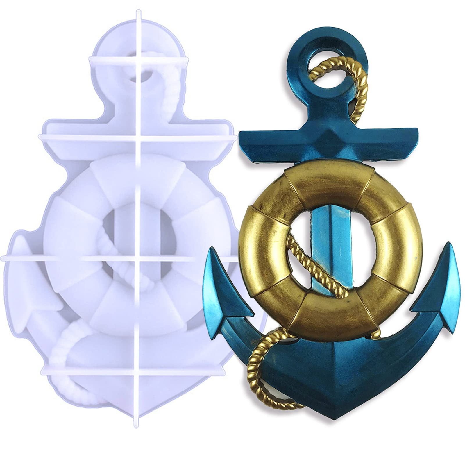 Anchor Lifebuoy Epoxy Resin Molds, 3D Large Anchor Silicone Resin Molds
