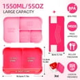 thumbnail image 2 of Bento boxes, Leak-Proof Lunch Box Containers, 1500ML-7 Compartment Bento Lunch Box with Cutlery Set, Stackable Bento Box for Adults, Microwave and Dishwasher Safe Lunchbox(Rose Red), 2 of 6