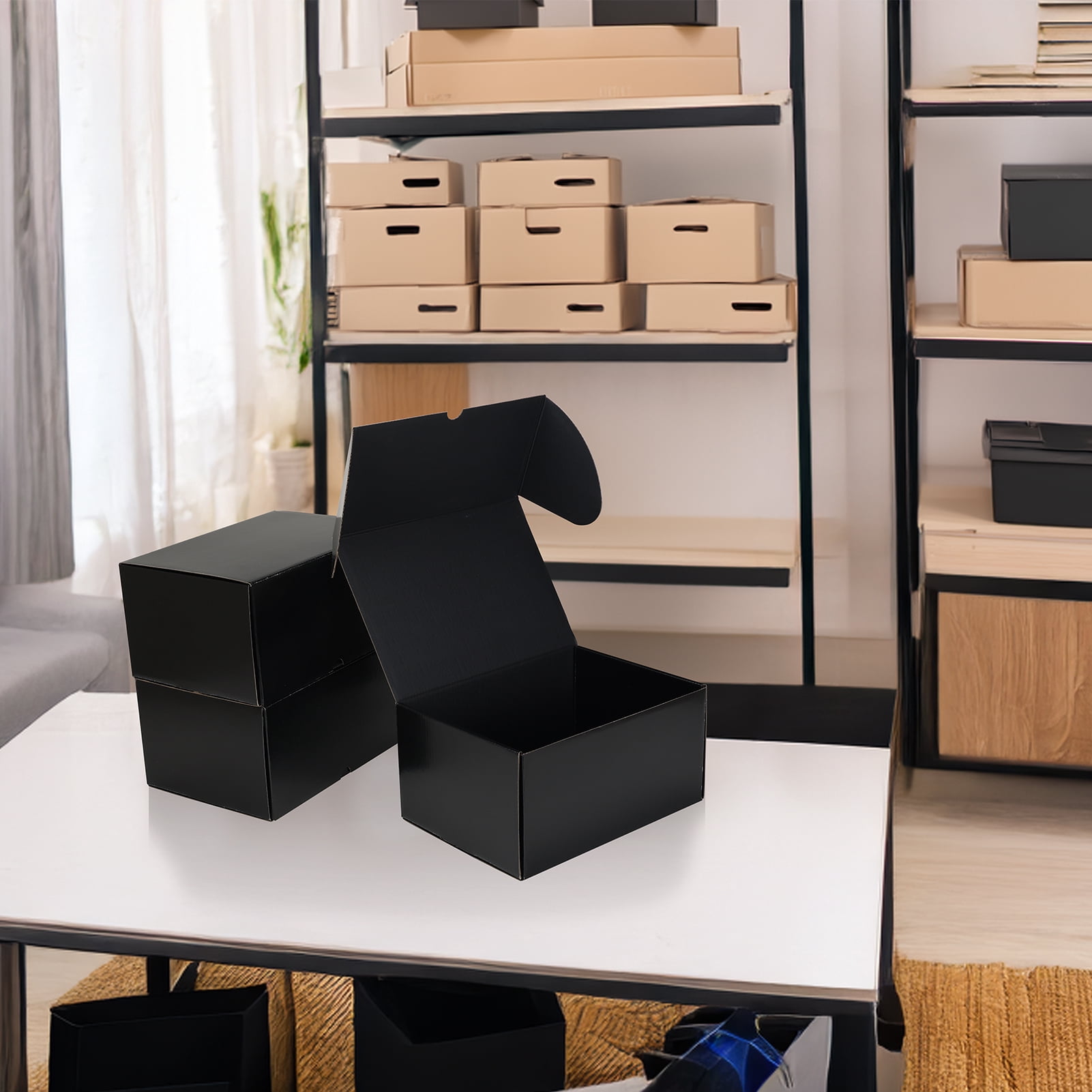 10x7x5 Black Shipping Boxes Set of 20 Corrugated Cardboard Mailer Boxes for Packaging Small Business Mailing Gifts