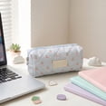 thumbnail image 2 of Small Quilted Makeup Bag, Zipper Cosmetic Pouch | Purse Storage Holds Makeup Beauty Essentials,Travel Items Blue, 2 of 6