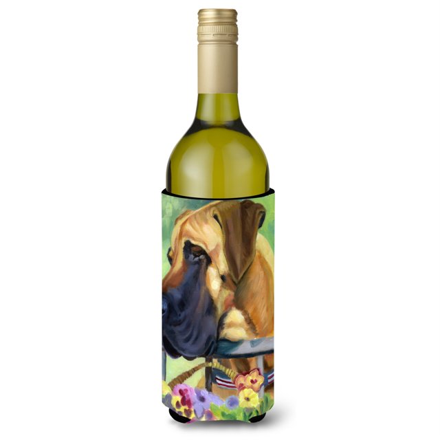 Great Dane Natural Ears Fawn in Flowers Botella de vino Aislante para bebidas Hugger 7311LITERK Caroline's Treasures 7311LITERK