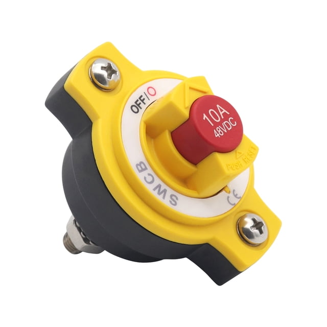 tredstone Interrupteur de Batterie de Disjoncteur CC 12V - 48V Interrupteur Rotatif avec Réinitialisation Manuelle Facile à Installer Durable 10A