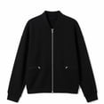 thumbnail image 4 of hoksml Women's Full Zip Jacket, Ribbed Collar Long Sleeve Zip Up Outerwear with Zipper Pockets, Oversized Loose Fit Solid Color Casual Coat, 4 of 6