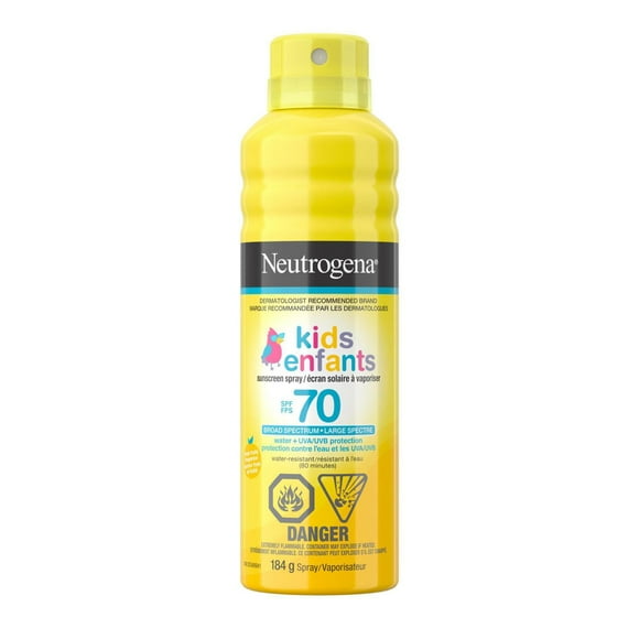 Neutrogena Kids Sunscreen Spray, Water-Resistant Sunscreen Spray for Children with Broad Spectrum SPF 70 for UVA/UVB Sun Protection, Fast-Drying, 184 g