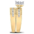 thumbnail image 4 of Diamond Princess 14kt Yellow Gold His Hers Round Diamond Cluster Matching Wedding Set 3/4 Cttw, 4 of 4