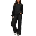 thumbnail image 2 of 2 Piece Sets for Women Lounge Hoodie Sweatsuit Sets Long Sleeve Sweatshirt Cargo Pants Matching Set Travel Outfits Black 2XL, 2 of 5