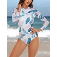 thumbnail image 4 of Charmo Women's One Piece Rashguard Swimsuit Floral Zip Front Surfing Shirt Sun Protection, 4 of 5