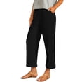 thumbnail image 4 of Mifsaly Business Casual Pants for Women Wide Leg Linen Capri Pant Comfortable Relaxed Summer Cropped Trousers with Pockets XXL, 4 of 9