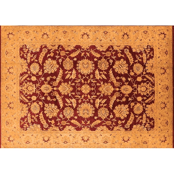 Ahgly Company Indoor Rectangle Oriental Orange Industrial Area Rugs, 2' x 4'