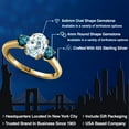thumbnail image 2 of Gem Stone King 1.74 Ct Oval Sky Blue Aquamarine Blue Diamond 18K Yellow Gold Plated Silver Ring, 2 of 6