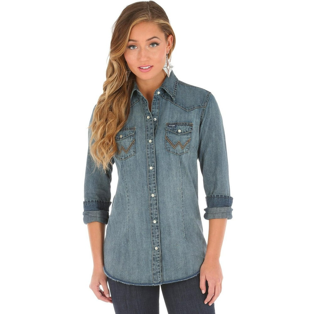 women's denim shirt with snaps