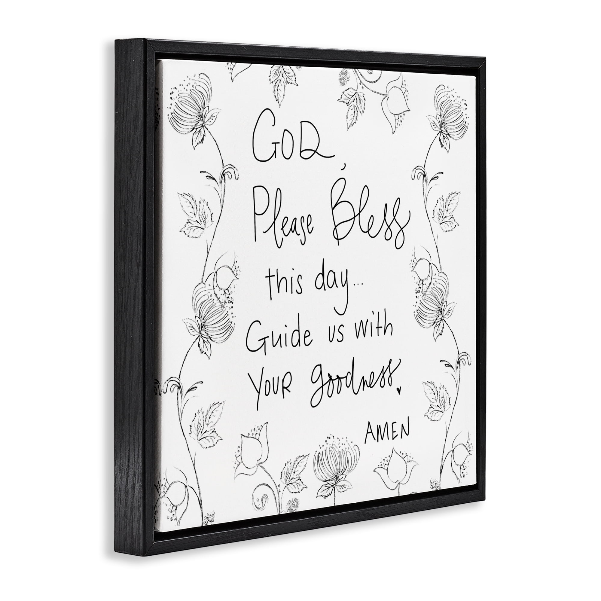Stupell Industries God Bless This Day Black Framed Floater Canvas Wall Art, design by Patricia Pinto