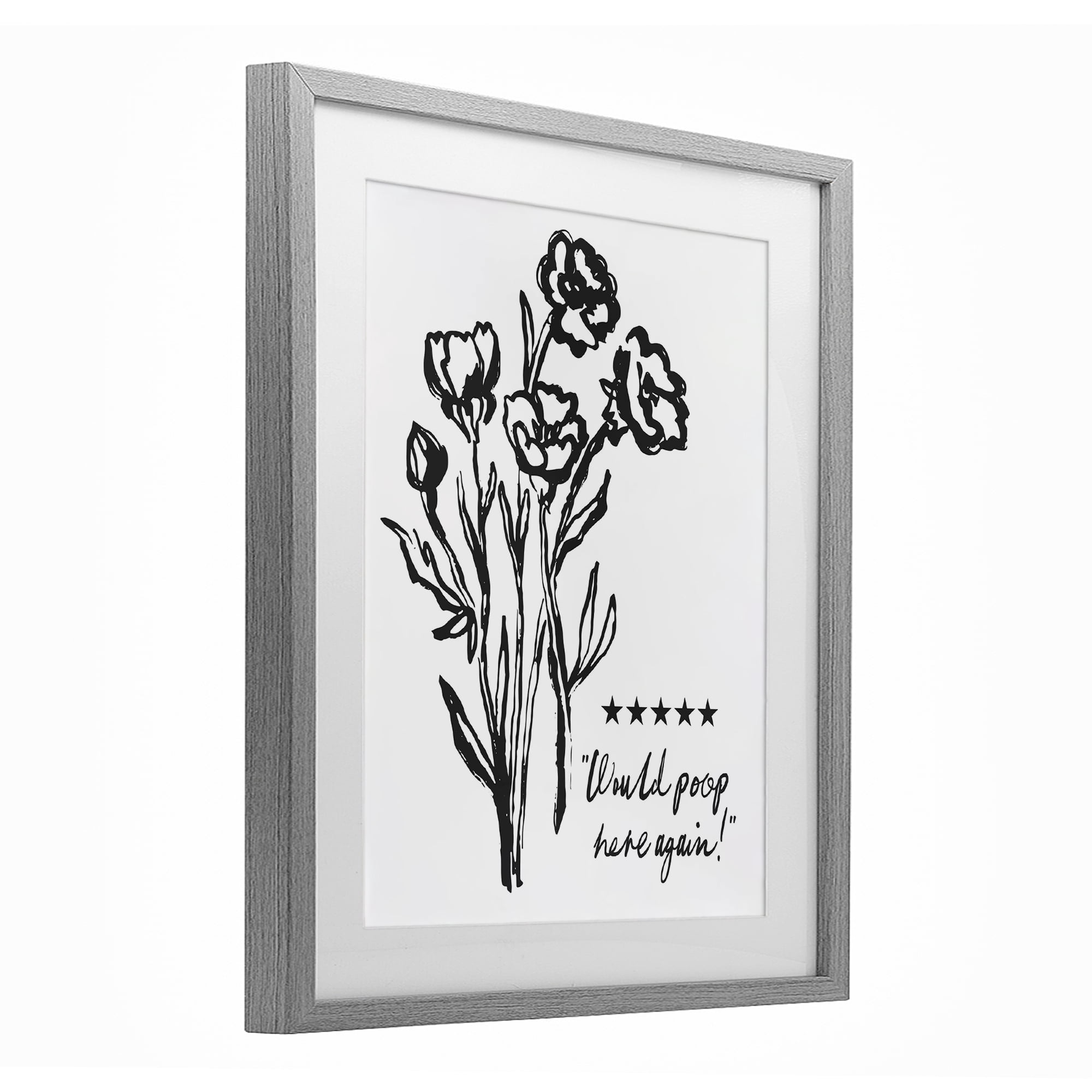 Stupell Industries Would Poop Here Again Gray Framed Print Under Glass, design by Lettered and Lined