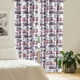 thumbnail image 3 of Ambesonne London 4-Panel Curtains, City Landmarks Sketch, 56"x63", Pale Blue Eggplant, 3 of 4