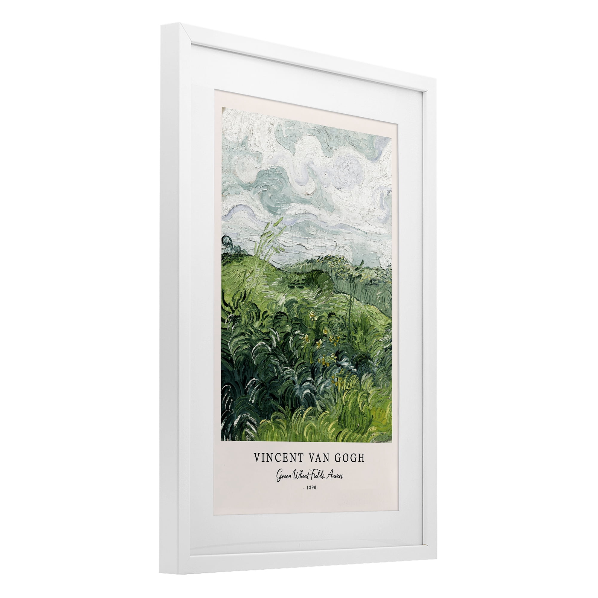 Stupell Industries Classic Green Wheat Fields White Framed Print Under Glass, design by Vintage Hustle