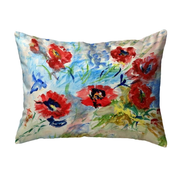 Betsy Drake Interiors Red Poppies Small Noncorded Pillow 11x14