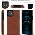 thumbnail image 7 of Crossbody Wallet Case for iPhone 12/iPhone 12 Pro 6.1 inch, Kickstand with Adjustable Removable Lanyard Neck Strap Case Card Holder Case Shockproof Cover Magnetic Clasp Cover Flip Case -Brown, 7 of 7