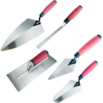 Wedge: 5 Piece Professional Masonry Trowel Set  Tempered Steel Blades  Contains 13" Brick Jointer, 6" Pointing Trowel, 7" Gauging Trowel, 11" Brick Trowel, 11" Plastering Trowel