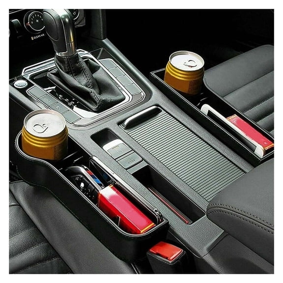 Carbon fiber pattern Car Side Seat Gap Filler Organizer, Auto Console Organizer Holds Phones, Keys, Cards, and Small Accessories, Durable Car SDivided into left side driver and right side passenger
