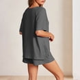 thumbnail image 3 of 2 Piece Shorts Set for Women Oversized Short Sleeve Crewneck Split Top Sports Casual Summer Matching Outfits (M, Gray), 3 of 8
