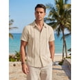 thumbnail image 4 of COOFANDY Men's Cuban Guayabera Linen Shirt - Short Sleeve Casual Beach Summer Button Down, 4 of 8