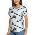 thumbnail image 2 of Zufioo Sea Turtle Print Women's Classic V-neck T-shirt, V-neck Short-sleeved Tops Home Wear, Suitable for Daily Life, Work, Outdoors-Medium, 2 of 8